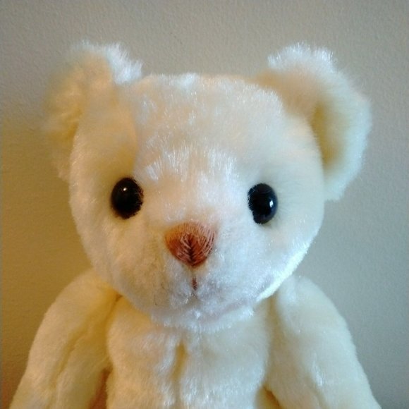 Ty White Teddy Bear Plush Stuffed Animal 18" Beanbag Feet & Paws Bubble Eyes Exc - Picture 2 of 9